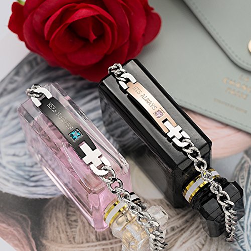 seensea Couples Matching Set 2 Pieces Link Bracelet Titanium Stainless Steel Chain Wrist Cuff for Valentine's Day Gift Jewelry4