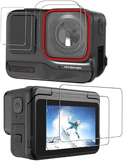 Hesupy 2 Set Protective Film Screen Lens Protector for Insta360 Ace Pro, Ultra Clear Tempered Glass Film, 9H Hardness Lens and Screen Guard, 2.5D Curved Edge