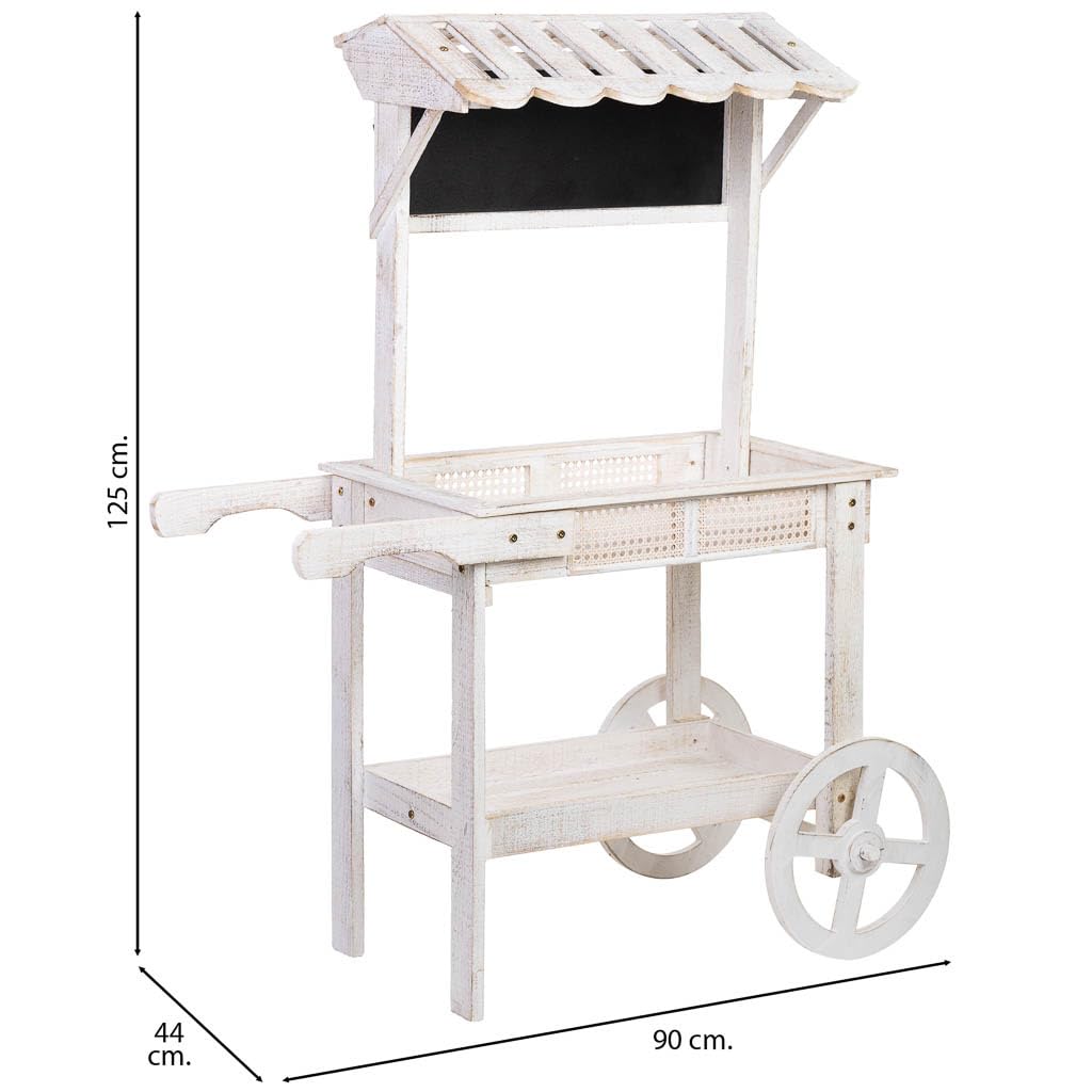 WANDERLUST DECO Carro expositor-estantería de madera 90x44x125h cm