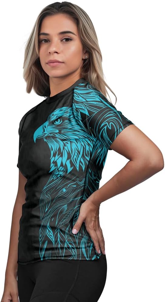 FORMONIES Eagle Compression Rashguard for Women – Short Sleeve Base Layer Shirt for Jiu Jitsu MMA BJJ Grappling