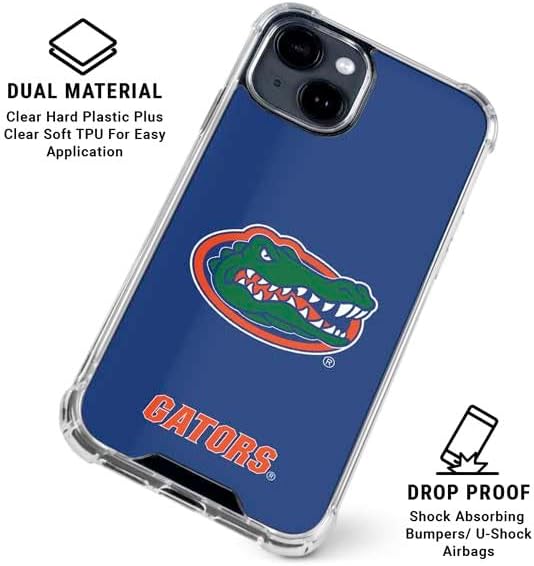 Skinit Clear Phone Case Compatible with iPhone 15 - Officially Licensed University of Florida Gators Mascot Blue Design