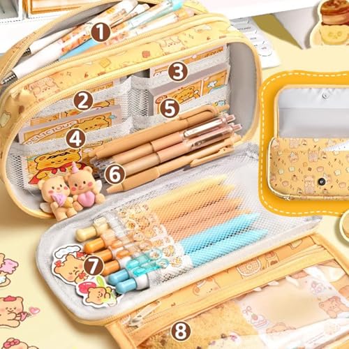 Pochette trousse à crayons esthétique motif ours pour étudiant et collège