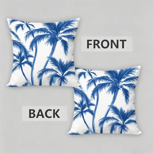 Fermeture eclair invisible sur cette housse de coussin 50x50 bleu en lin double face - 5