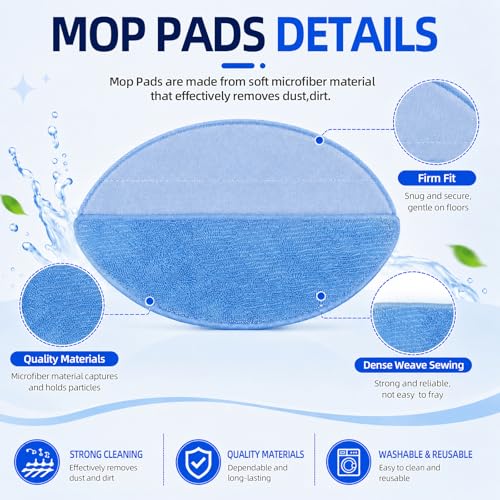 Image of SONGRUI Replacement Accessories Kit Compatible with Ecovacs Deebot Y1 Pro | 13PCS Vacuum Cleaner Parts Includes 4 Mop Pads, 4 Filters, 4 Side Brushes & Cleaning Brush