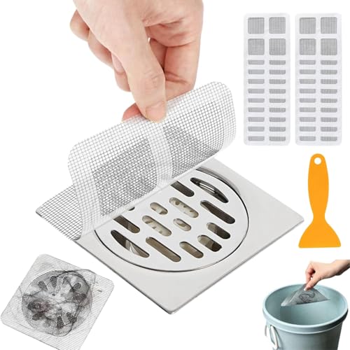 25 Pack Square Disposable Shower Drain Hair Catcher Stickers