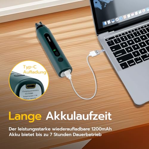 Mcbazel Elektrischer Krallenschleifer Hund & Katze - Geräuscharmer Hundenagelschleifer mit LED-Licht, 5 Geschwindigkeiten, Diamant-Schleifscheibe für Sanfte Pfotenpflege Aller Haustiergrößen