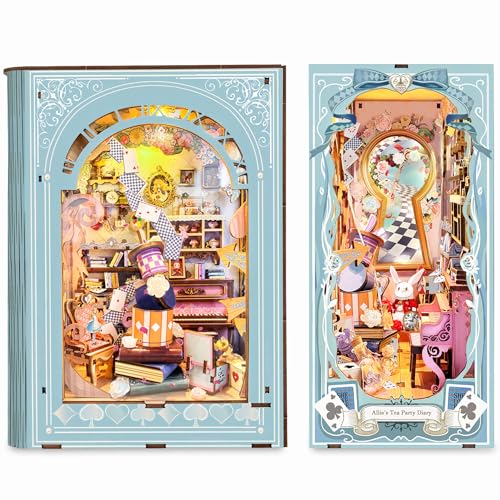LORENOOK Allies Tea Party Diary Foldable Book Nook Kits with LED Light
