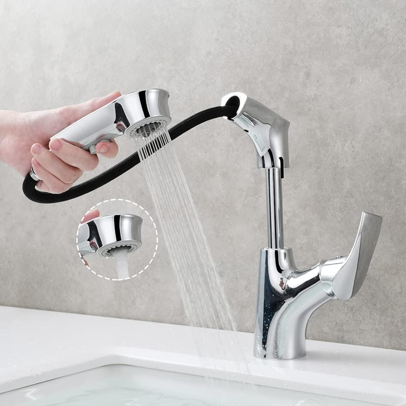 Robinet de lavabo extractible blanc pour simplifier la routine beauté