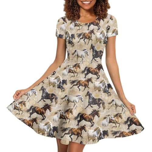 Image of Biyejit Women's Summer Casual Short Sleeve T-Shirt Swing Dress Crew Neck Plus Size S-4XL