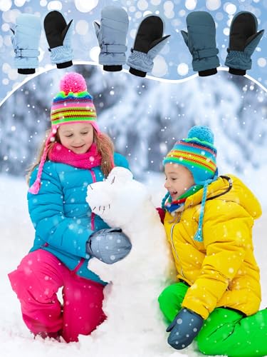 Image of SATINIOR Kids Snow Mittens Waterproof Winter Ski Gloves Warm Thicken Snow Gloves for Girls Boys