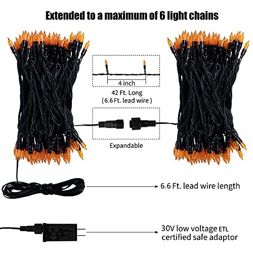 Minetom Orange Lights Outdoor, 33Feet 100 Led Halloween Lights With 8 Lighting Modes For Outdoor Indoor Garden Party Christmas Xmas Tree Lights Decor (Orange) #TOP3