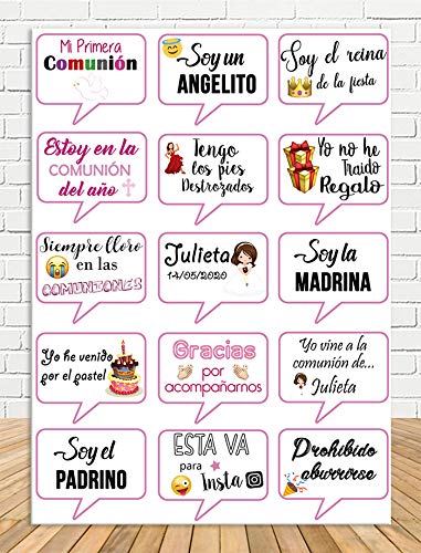Tu Fiesta Mola Mazo Burbujas de comunión de niña para photocall|Divertidos Mensajes Fotos|Mensajes de Comunión
