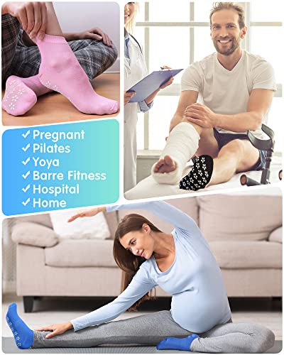 Vicenpal 45 Pairs Non Slip Socks Non Skid Socks Yoga Socks Women Men Slipper Socks With Grippers Foot Pattern Skid Proof Socks For Hospital Barre Pilates, 15 Colors #TOP4