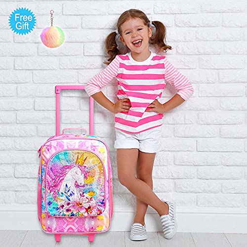Kids Luggage For Girls, Unicorn Rolling Travel Carry On Suitcase For Toddler Children With Wheels #TOP1