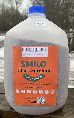 Organic Black Sorghum Grain (6 lbs), Gluten Free Grain, Grown in USA, Great For Oatmeal, Stir-Fry, Pilaf, Flour-grinding, Salad Garnishing