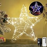 Led Stern Weihnachtsbeleuchtung（Bunt und Warmweiß）,8 Modi und Timer Nachttischlampe,Weihnachtsdeko Innen,Deko Wohnzimmer modern,Weihnachtsdeko Beleuchtung fur Fensterbank/Schlafzimmer/Wohnzimmer/Büro