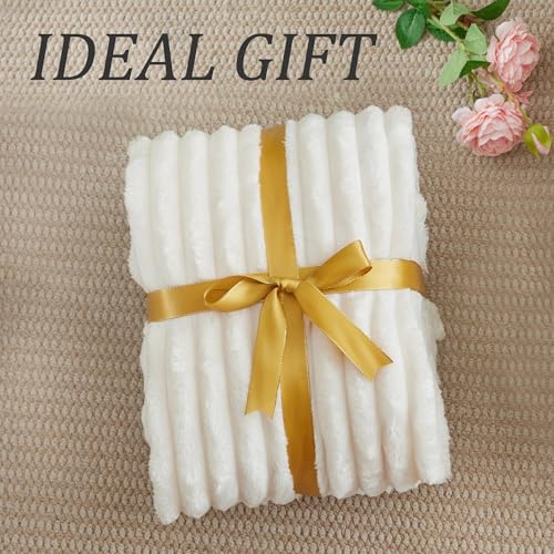 Image of BEDELITE Ribbed King Size Blanket for Bed, Cream, 108 inchx90 inch | Ultra-Soft Plush Fleece, Warm Yet Lightweight, Ribbed Texture, Home Decor, Machine Washable, Giftable, All-Season Use