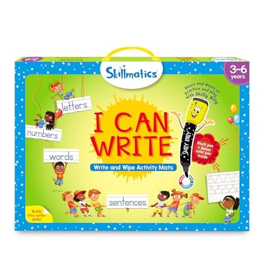 Skillmatics Educational Game: I Can Write (3-6 Years) | Erasable and Reusable Activity Mats with 2 Dry Erase Markers | Learning Tools for Boys and Girls 3, 4, 5, 6 Years