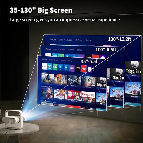 Image of 【Native 1080P & Auto Focus】Smart Mini Projector with WiFi and Bluetooth, 500ANSI, Auto Keystone Correction, Compatible with Smartphone, Laptop, HDMI, USB
