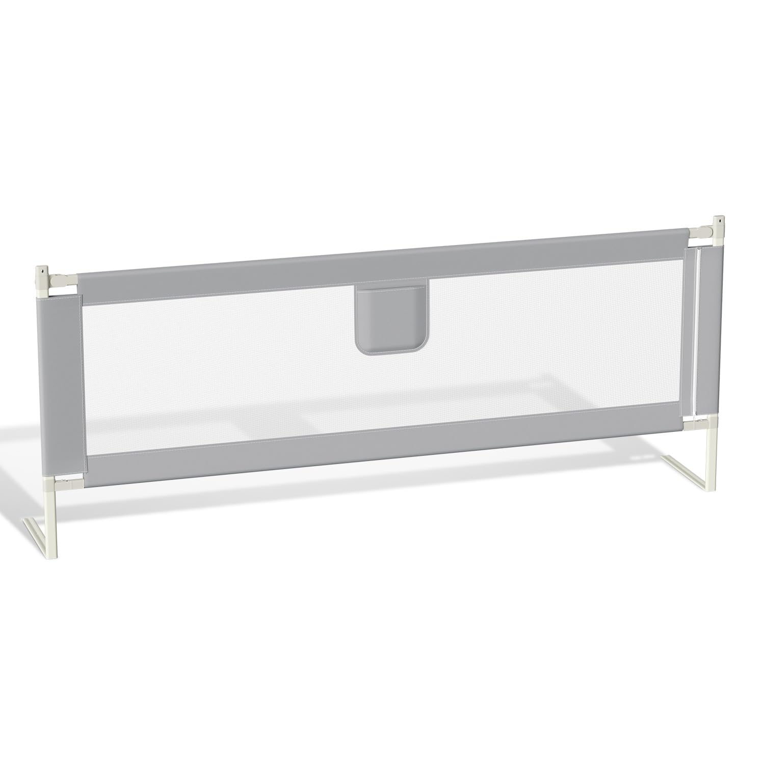 Bettgitter 200x80 cm – Höhenverstellbarer Rausfallschutz Bett mit Sicherheitsverschluss, stabiles Bettschutzgitter für Kinderbett & Elternbett, Eine Seite, Grau