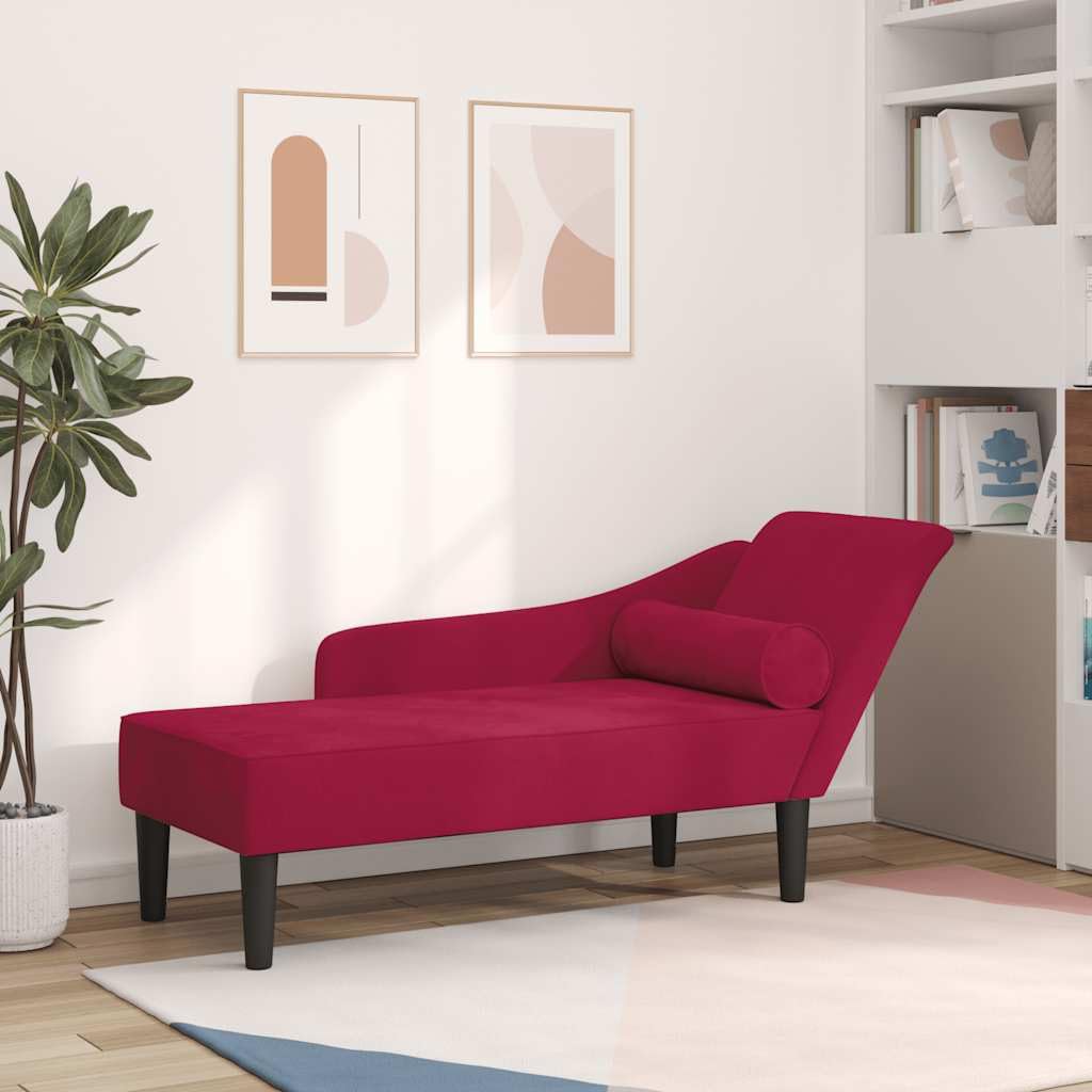 Sedia Lunga Velluto Bordeaux con Cuscini