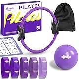 ROSAPOAR Pilates Essentials Kit for Women, Pilates Ring Set - 14" Magic Circle with Yoga Ball & Resistance Bands – Pilates Kit for Home Workouts, Toning & Core Sculpting Pilates Equipment - Purple