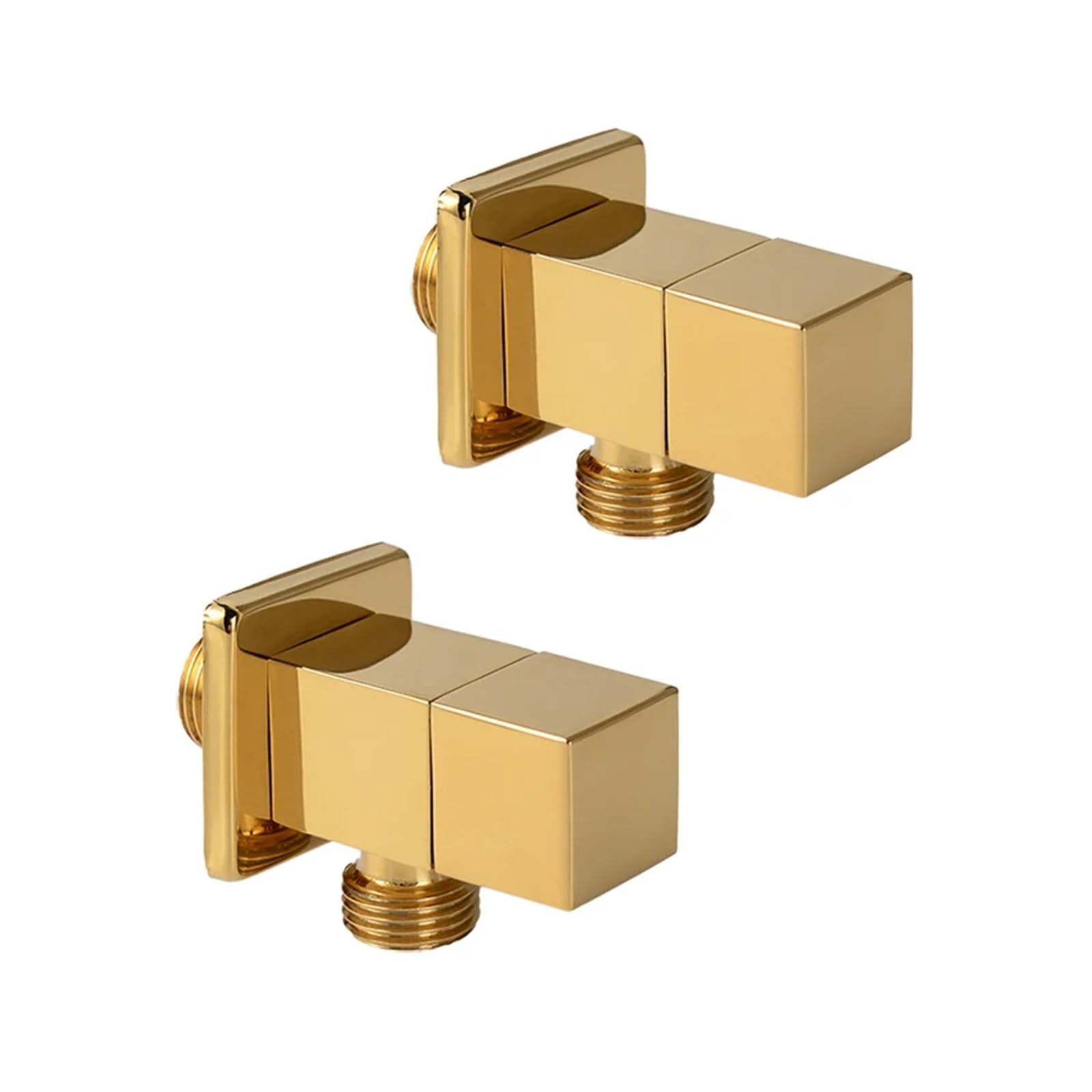 Yangshe Gold 2Pcs Solid Brass Angle Valve Quarter Turn 1/2" Outlet Square Shut Off Water Angle Stop Valve With Flange, Black, Chrome(Gold)