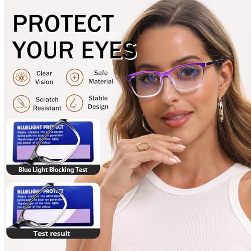 Image of SIGVAN Ladies Reading Glasses Blue Light Blocking Spring Hinge Fashion Pattern Print Eyeglasses for Women