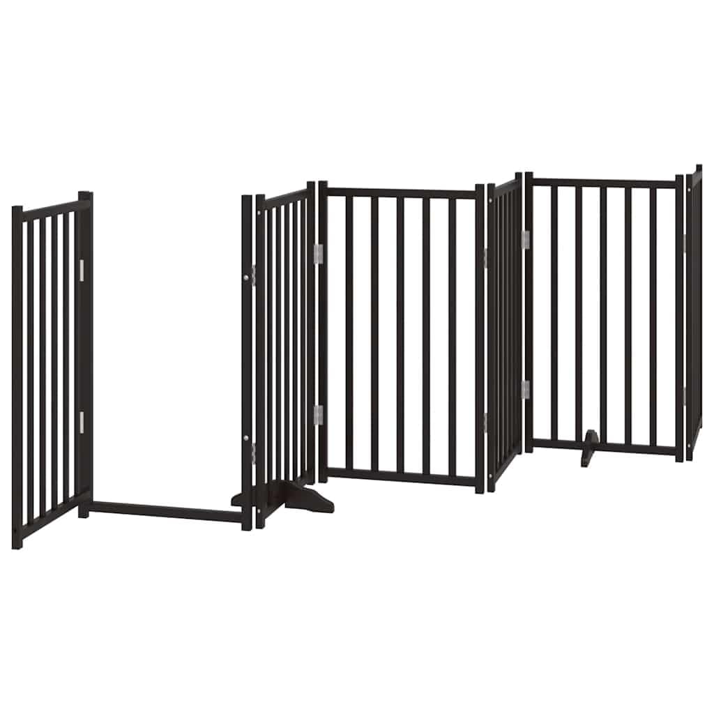 15-TLG. Puerta plegable para perros de madera de álamo negro, 750 cm, con puerta, independiente y a prueba de fugas, para cachorros, perros, jardín, terraza, patio, protección y seguridad en