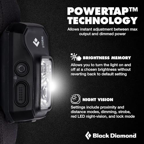 BLACK DIAMOND Storm 450 Headlamp, AAA Powered, Dimmable, Bright, BD Black - Image 2