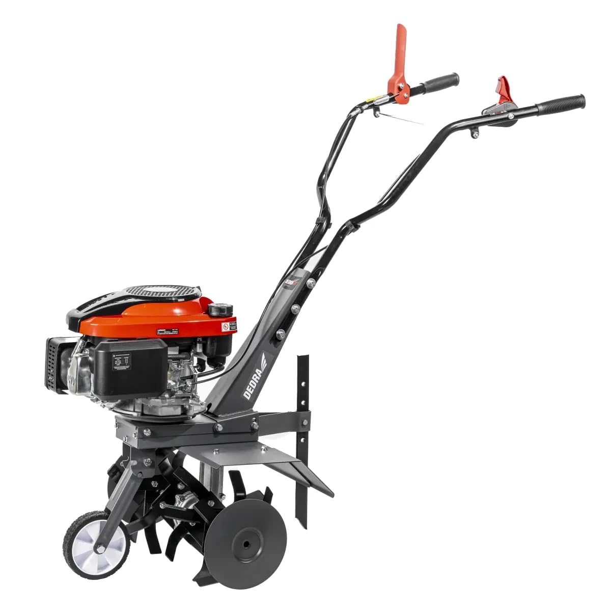Motobineuse Thermique Dedra 2,7 KW 159 cm³ 4 Temps, Largeur de Travail 60 cm, Profondeur Jusqu’à 22 cm, 6 Jeux de Fraises en Acier trempé, Roue de Transport, Jardin Potager