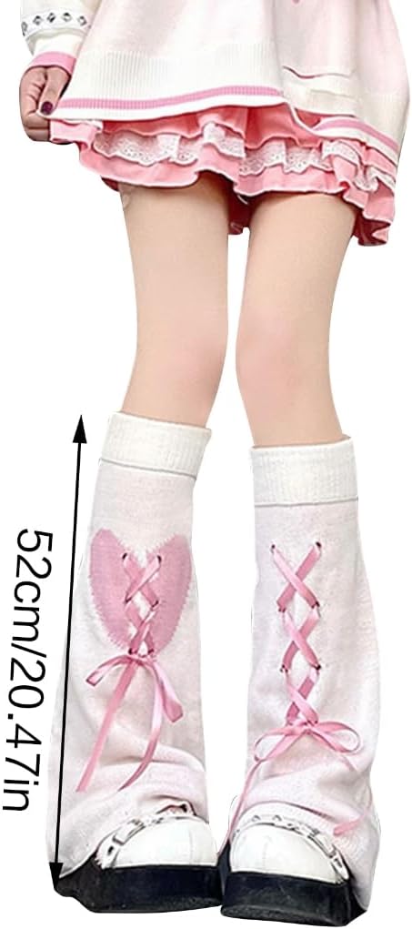 Solid Bandage Pile Sock Bows Sweet Pantyhose Subculture-Japanese-Cute Leg Covers for Womens