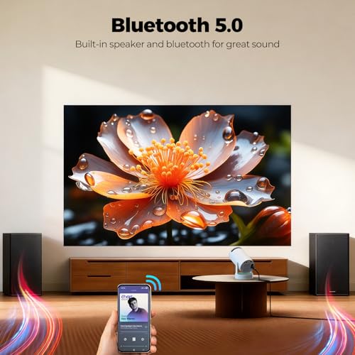 Image of Mini Projector with Bluetooth and WiFi, Upgraded 200 ANSI Lumens Portable Projector 4K, Auto Focus /Keystone, Compatible with iPhone /TV Stick /Laptop for Home Outdoor Movie