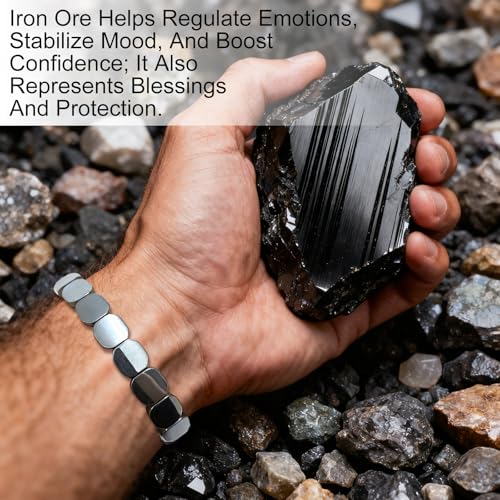 2 Pulseras Hematite Ajustables para Hombre miniatura 6