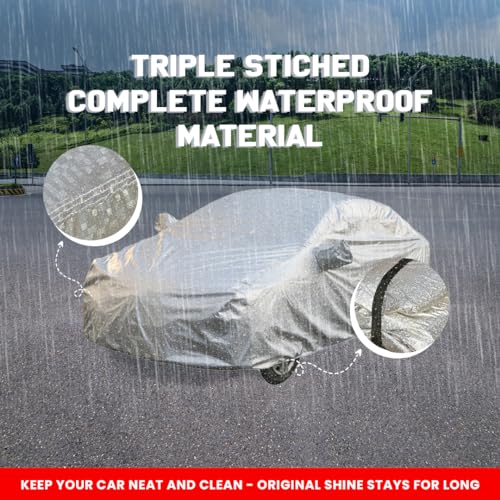 Image of Corolla Altis Waterproof Car Cover with Mirror Pockets, Shinning Silver Design, Non Woven Fabric,Triple Stitched, Compatible with Toyota Corolla Altis Car Cover (2008 to 2024), Car Accessories
