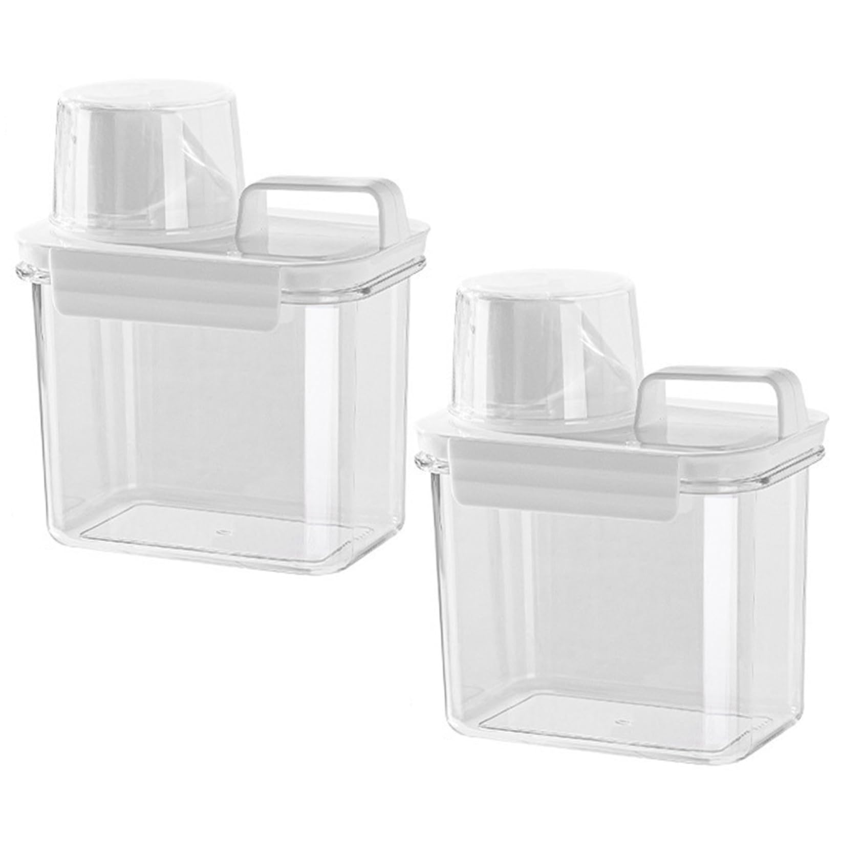 Ameble Liquid Laundry Detergent Dispenser - 2 Pack 1100ml Detergent Container with Airtight Seal & Measuring Cup Lid, Transparent Laundry Soap Dispenser for Home Organization