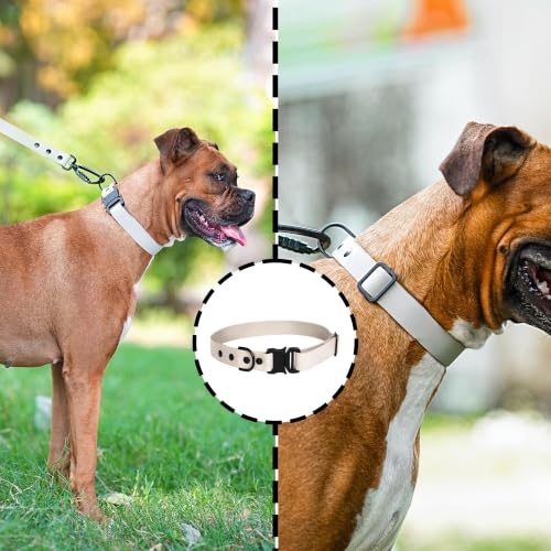 Image of Adil's Biothane Waterproof Dog Collar, Dog Leash & Collar Leash Combo | Heavy Duty TPU Coated Webbing | Adjustable Quick Release Buckle | Odour Resistant (White, M-18, Collar only)