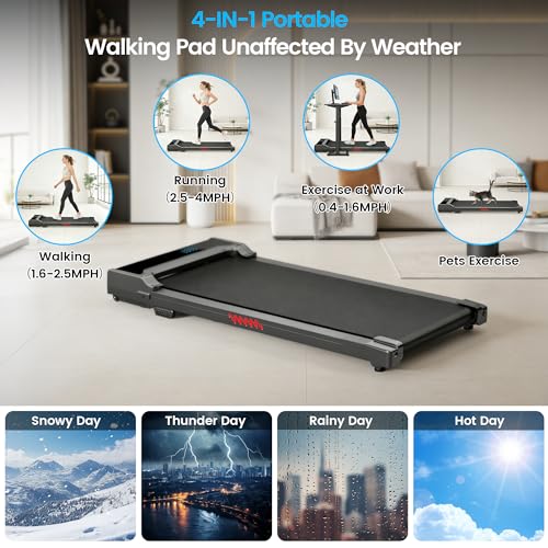 Image of Walking Pad Treadmill for Home - Under Desk Walk Pads with Remote Control Mini Running Portable Electric Machine Adjustable Slim Compact with 0.6-4.0MPH Max up 220 Lbs Modes for Office Small Spaces