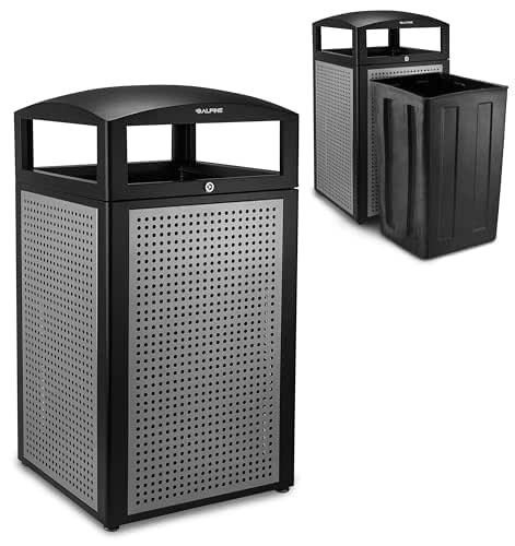 Alpine 40-Gallon Outdoor Commercial Trash Can with Locking Lid –