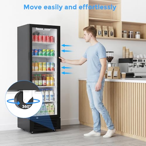 Image of 9 Cu.Ft Commercial Refrigerators, Beverage Refrigerators with Double-Tempered Glass Door, Display Fridge for Bar, Office, Restaurant, Outdoor Display Cooler with Soft LED Light and Adjustable Shelves