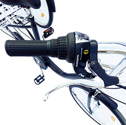 OBLLER 6-Gang 24" 3 Rad Dreirad Fahrrad für Erwachsene mit Einkaufen Fahrrad(Schwarz) – Bild 3