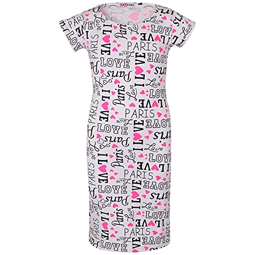 Kids Girls Midi Dress I Love Paris Print Fashion Summer Party Outfit Dresses