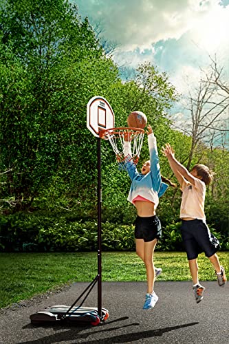 Image of Play22 Kids Adjustable Basketball Hoop Height 5 - 7 FT - Portable Basketball Hoop for Kids Teenagers Youth and Adults With Stand & Backboard Wheels Fillable Base - Basketball Goals Indoor Outdoor Play