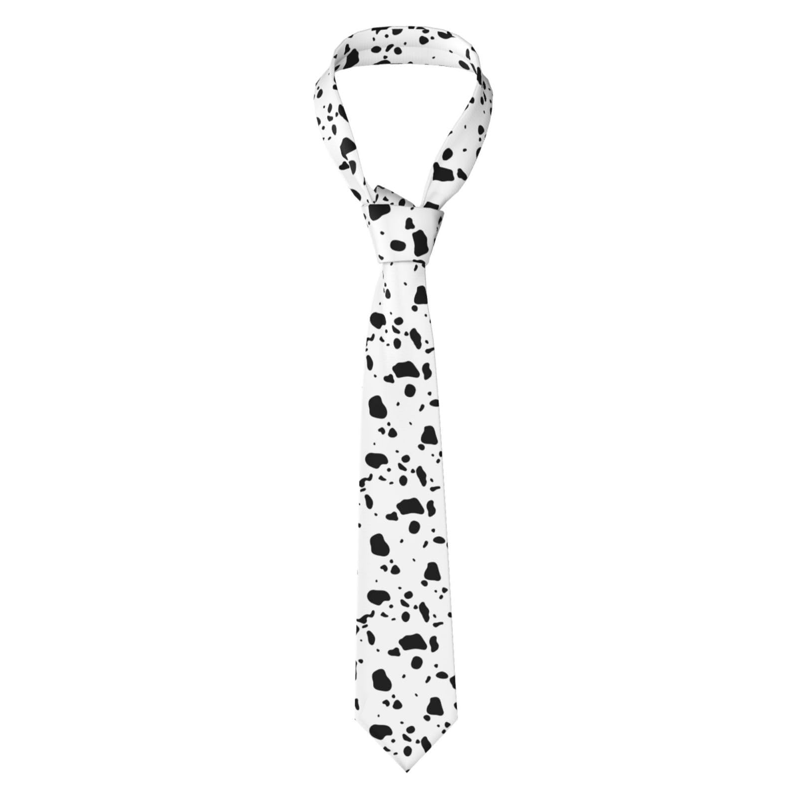 Hnnkloy Men's Black Classic Neck Tie Skin Dalmatians Dog Spots Animal Animals Wildlife Dalmatian Necktie