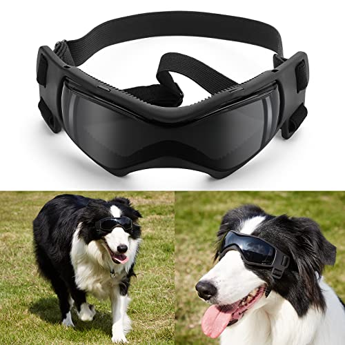 Ownpets Anti-UV Hundebrille, Sonnenbrille, Skibrille, Hund Fliegerbrille für kleine und mittlere Hunde, verstellbar, Sunglasses for Dog,Schwarz Cover