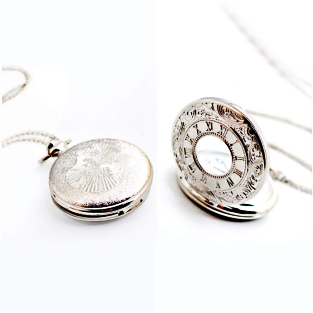 Orologio da Tasca Classico da Uomo, Meccanico, Trasparente, al Quarzo, Stile retrò con Numeri Romani, Ideale Come Regalo di Compleanno o Anniversario.