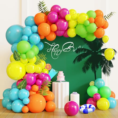 Image of Tropical Balloon Arch Kit,119 Pcs Different Size Hawaiian Balloons,Latex Summer Balloons for Party Decorations, Wedding Backdrop, Birthday, Baby Shower, Graduation