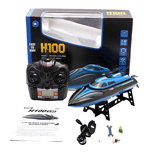 Fmt Rc Boat, 25Km/H Tempo H100 2.4G 4Ch Electric Racing Remote Control Boat With High Speed Blue (Only Work In The Water) #TOP4
