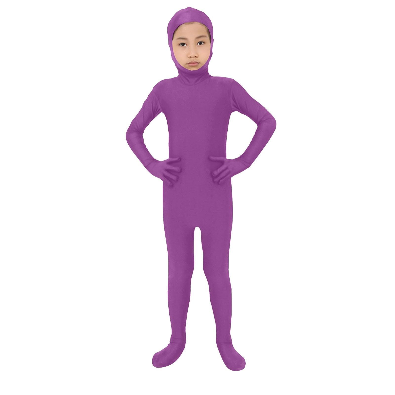 Morph Suits for Adults and Kids Unisex Stealth Suits for Stage Performance and Costume Events Dress Full Body Morph Suits Jumpsuits for Boys Girls Cosplay Costume Orange (2-Purple, XL)