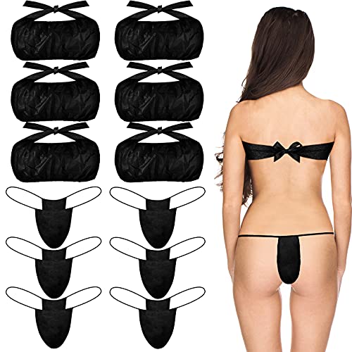 100 Pieces Women Disposable Underwear Set ,Disposable Bra and Thong Panties for Spa,Disposable Strapless Underwear Spray Tanning Disposable Bra Panties Top Underwear For Women Individually Wrapped
